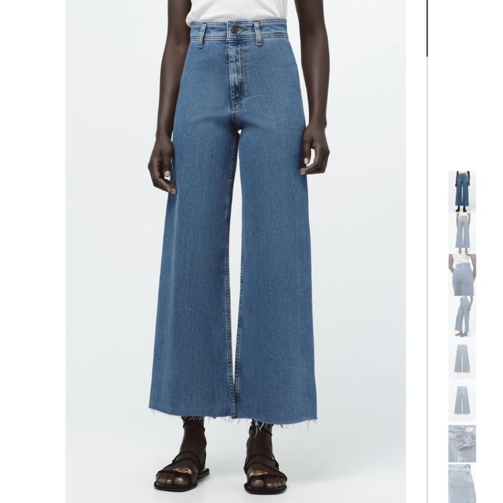 NWT ZARA ZW COLLECTION HIGH WAIST MARINE STRAIGHT JEANS LIGHT BLUE